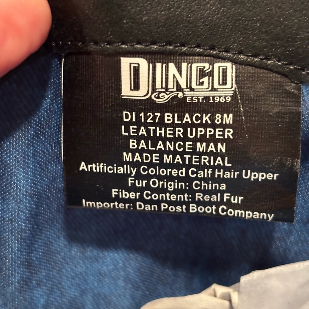 Dingo Black and White Cowhide Cowboy Boots - Picture 15 of 16